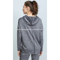 Sweats à capuche asymétriques incurvés gris et pulls molletonnés OEM / ODM Fabrication en gros de mode femmes vêtements (TA7002H)